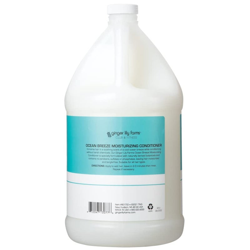 Ginger Lily Farms Club & Fitness Moisturizing Conditioner for Dry Hair, 100% Vegan & Cruelty-Free, Ocean Breeze Scent, 1 Gallon (128 fl oz) Refill - Image 2